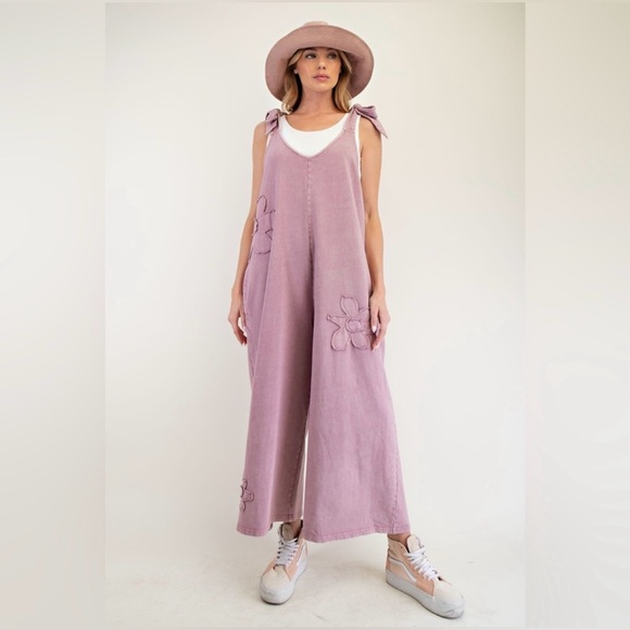 NWT Easel Boho Flower Jumpsuit - Muave - Picture 4 of 5